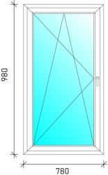  80x100 Bukó-nyíló műanyag ablak