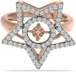  Rózsaarany Ezüst Gyűrű Rózsaszín Gyémánttal és Fehér Topázzal
