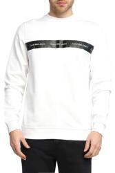 Calvin Klein JEANS, Sportblúz nyakkivágással a nyak tövében és logónyomattal, fehér, fekete, tompa, XL