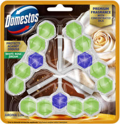 Domestos Aroma Lux WC frissítő blokk White Rose Dream koncentrált illóolajokkal (3x50g)