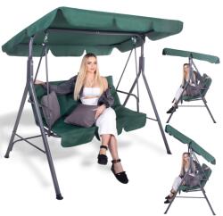 SPRINGOS Luna kerti Hintaágy 3 személyes, 170x150x110cm - Zöld, Szürke (GS0029)