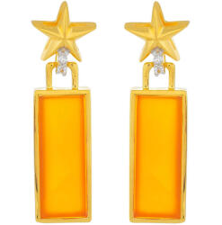  Arannyal Bevont Ezüst Fülbevaló - Karneol és Fehér Topáz - PCY9871