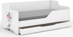  LILU pat pentru copii cu front laminat 160x80cm cu saltea și spațiu de depozitare pentru lenjerie de pat - căprioară cu fluture