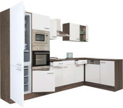 Leziter Yorki 340 sarok konyhablokk yorki tölgy korpusz, selyemfényű fehér fronttal alulagyasztós hűtős szekrénnyel (LS340YFH-AF)