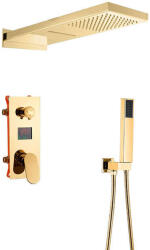  Zuhanycsap szett, Blackswan, M198 típus, fényes arany modell, 3 utas, kijelző és zuhanyfej 2 üzemmóddal, méret 55 cm