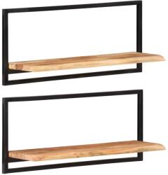  2 darab tömör akácfa és acél falipolc 80 x 25 x 35 cm