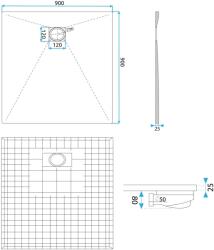  Magnum Zuhanytálca - Szürke - 90x90 cm