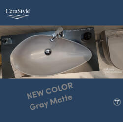 CeraStyle OLIVE Pultra Szerelhető Mosdó - Matt Szürke - 60x35 cm