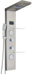  Zuhanypanel, Blackswan, M6001 típus, nikkel modell vízesés csapteleppel, LED és SPA funkciókkal, méret 124 cm