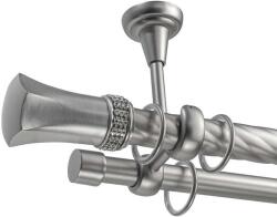  Pluto Dupla Csavart Galéria Rúd - Ezüst - 400 cm