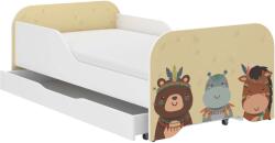 Wooden Toys Pătuț pentru copii MIKI 160x80cm cu saltea cadou, fără spațiu de depozitare pentru lenjerie de pat - Boho Szafari