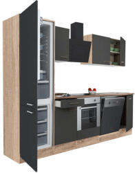 Leziter Yorki Konyhabútor - Sonoma Tölgy/Antracit - 280 cm (L280STAN-SUT-AF)