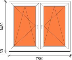  180×150 Tokosztott műanyag ablak 3 rétegű üveggel - pepita - 166 738 Ft