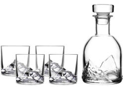 LIITON L20900 whiskys pohár és palack készlet, 1 l, 230, 250, 260, 280 ml, 5 db, vastagított falak, 3D felső formájú alsó, átlátszó