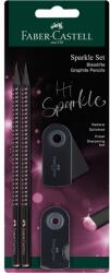 Faber-Castell Sparkle Midnight B Set de 4 creioane grafit triunghiulare negru/roz (FC118296)