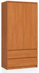AKORD 90 cm széles égerfa szekrény, 2 ajtós, 2 fiókos, 4 polcos, önálló összeszerelés, laminált lemez, ABS szegély, 180 cm magas, mat szőrű, otthoni vagy irodai használatra (SP0PSYSOLC010)