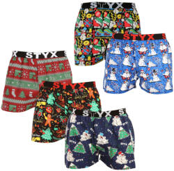 Styx 5PACK férfi bő szárú boxeralsók Styx art sportos gumipánt többszínű (5B1280814) XL - pepita