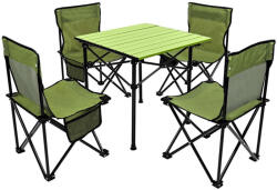  Enero Camp Kemping Asztal és 4 Szék Szett - Zöld - 5 az 1-ben