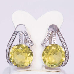  Ezüst Fülbevaló - Sárga Diaspor és Fehér Topáz - 26.5x19 mm