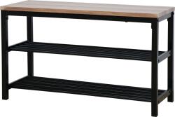 Praktiker 2 szintes cipőtartós fa mintás fekete 80x51x30cm ülőpad