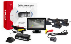 AMiO Parkolásérzékelő készlet tft01 4, 3" kamerával hd-307-ir 4 érzékelős fekete teherautó