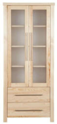 Komforttéka Amanda Fenyő Vitrines Szekrény - 2 Ajtó, 2 Fiók - 182x80x37 cm