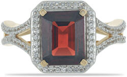  Arannyal bevont ezüst gyűrű - Barack gránát, Fehér topáz - 4, 2 karát