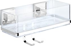 WENKO Vacuum-loc Quadro Polc Fali 25, 5x15x14cm Akasztókkal, áttetsző-króm