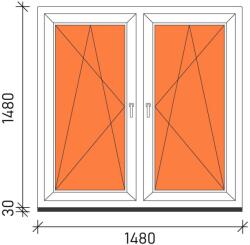 150×150 Tokosztott műanyag ablak 3 rétegű üveggel