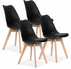  4 db nappali étkezőszékből álló szett eco-bőr ModernHome párnával (KOMPLET PC-003 BLAC)