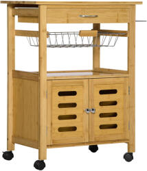 Homcom Kiszolgáló kocsi, Homcom, Fa/Bambusz, Természetes