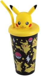 Undercover Pokemon, sticla de apa cu pai si figurina 3D, 600 ml Pahar