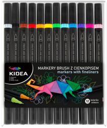 kidea Kidea, marker brush cu liner, 12 culori