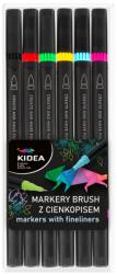 kidea Kidea, marker brush cu liner, 6 culori