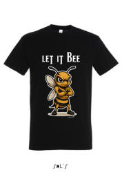 TOP Munkavédelmi Póló TOP_PK-H_LET-IT-BEE-B M-es fekete, méhecske minta (Let it bee), kereknyakú, 100% pamut (TOP_PK-H_LET-IT-BEE-B-M)