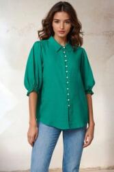 RohBoutique Bluză casual din amestec de bumbac și in, verde - Roh BR2863