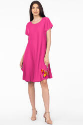 Pierino Rochie A line magenta din in mercerizat si vascoza usor creponat, cu imprimeu fluture multicolor S/M