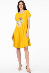 Pierino Rochie A line galebena din in mercerizat si vascoza usor creponat, cu imprimeu grafic chip S/M