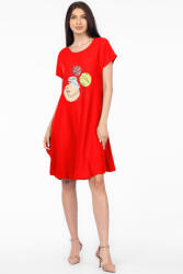Pierino Rochie A line rosie din in mercerizat si vascoza, cu imprimeu grafic chip S/M