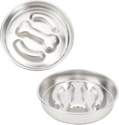 Nunbell Csontos kétoldalú evéslassító, habzsolásgátló fém kutyatál-22cm