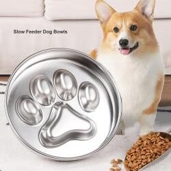 Nunbell Mancsos kétoldalú evéslassító, habzsolásgátló fém kutyatál-22cm