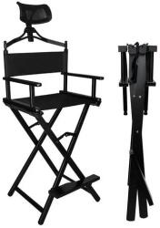 Beautylushh Összecsukható alumínium sminkszék fejtámlával, lábtartóval, 140 kg, fekete (00009957)