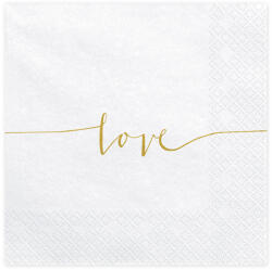  Szalvéták Love, arany, 33x33cm (1 db / 20 db. ) (SP33-22)