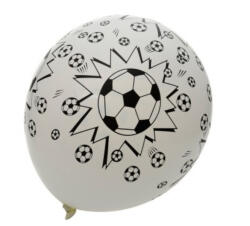  Focis mintás fehér lufi - 5 db (210239)