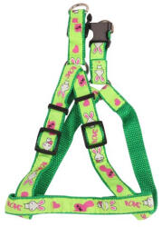 Nobleza Zöld színű színes mintás textil hám "XS" méret (Sz1.0 cm x H25-40 cm) (017195_Z)