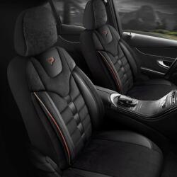 Panda Set Huse Scaune Auto pentru Mazda CX-7 - Panda Toronto, tip Alcantara, cu fermoare pentru bancheta rabatabila, negru cu cusatura rosie, 11 piese