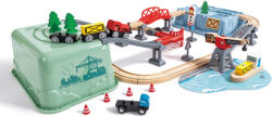Hape Set trenulet port din lemn Hape 51 piese (E8769AE) Trenulet