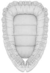 MimiNu Cosulet bebelus, MimiNu, Pentru dormit, Baby Nest 55 x 75 cm, Cu Volanase, Husa 100% bumbac, Din bumbac certificat Oeko Tex Standard 100, Colectia Royal, Grey (6426972022811)