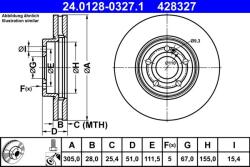 ATE Disc frana Mercedes Clasa A W177/V177, CLA C118 ATE 24.0128-0327.1 (24.0128-0327.1)