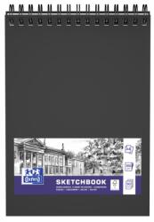 OXFORD Bloc de desen A4, cu spirala, OXFORD, 50 file-100g/mp - velin - coperta carton rigid - negru (OX-400152648) - vexio